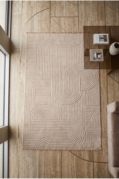 BELMANDO Mahbul Geometrik Desenli Modern İskandinav Tarzı Polyester Halı Salo...