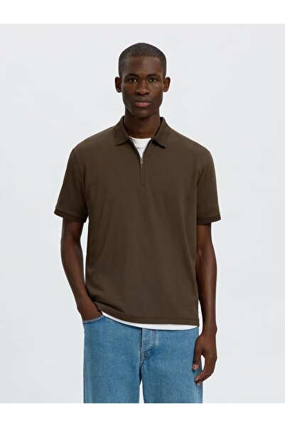 SELECTED Polohemd aus Strick Zipper
