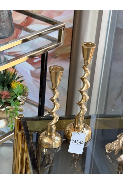 YASAR CONCEPT Voluta Metal Mumluk Set Gold