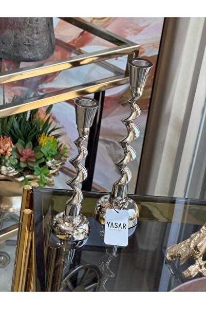 YASAR CONCEPT Voluta Metal Mumluk Set Gümüş