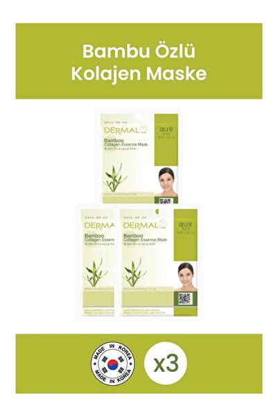 Dermal Bamboo Extract 23gr Moisturizing and Purifying Collagen Mask - 3 Pieces
