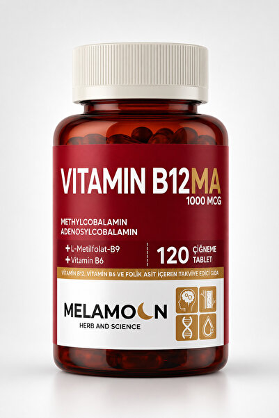 Melamoon B12, B6 Ve Folik Asit: Sinir Sistemi, Kan Oluşumu Desteği 1000mcg 12...