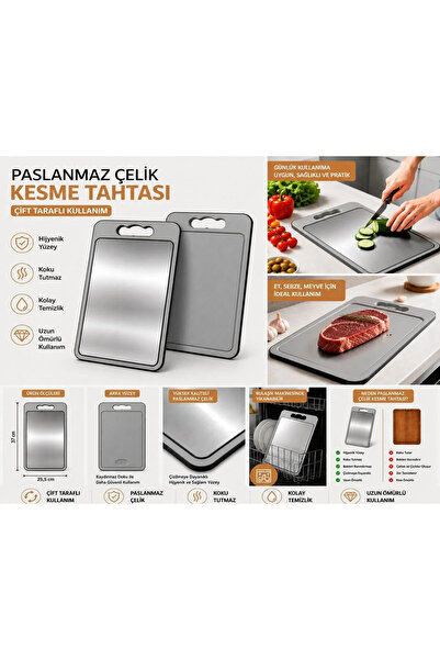 ookico 304 Paslanmaz Çelik ve PP Yüzey Kesme Tahtası & Bıçak Bileme Aparatı H...