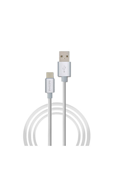 Philips DLC2528M 1.2 Metre Elastik Type-C Kablo, Gri