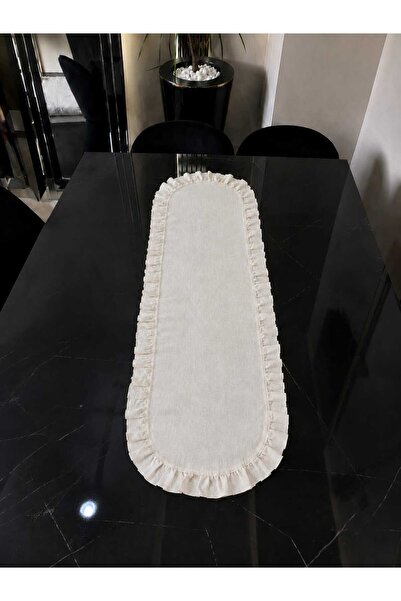 Deko Dekor 35x90 Fırfırlı Keten Buldan Runner ÜÇ FARKLI EBAT RENK KISMINDAN S...