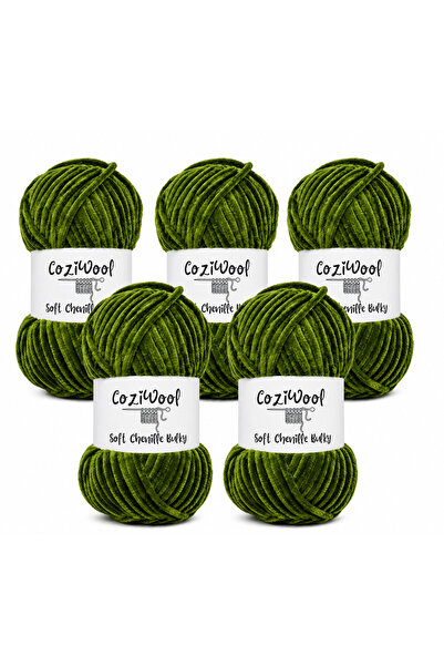 Kadife El Örgü İpliği Soft Chenille Bulky 5'li paket, 5X100 Gr. 120 Mt. %100 Mikro Polyester