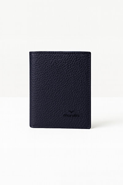 Morven Men's Navy Blue 100% Leather Magnetic Wallet