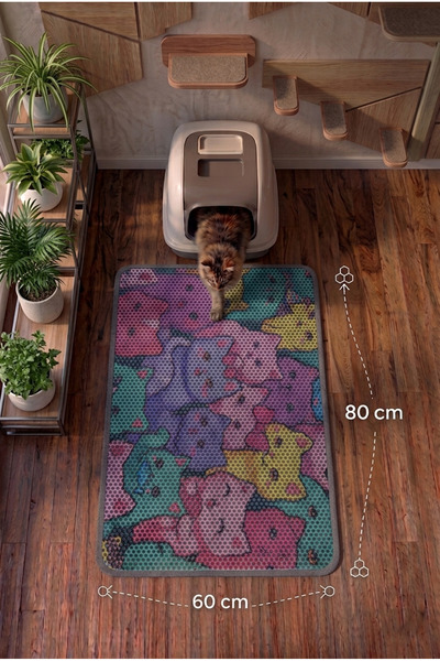 SoGood Concept XL - Chibi Kediler Temalı Petek Dokulu Kedi Kumu Yakalama Pasp...