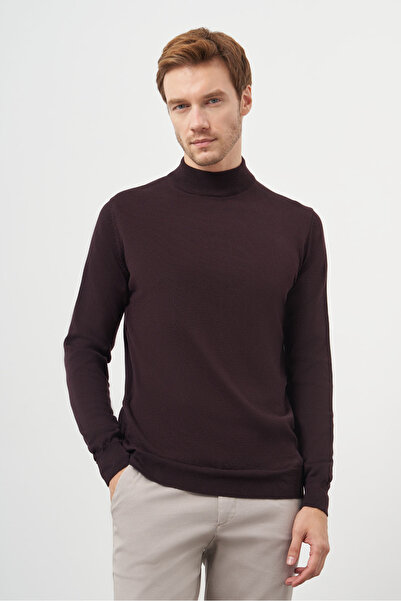 Morven Men's Purple Basic Half Turtleneck Dynamic Fit Comfortable Cut Knitwear