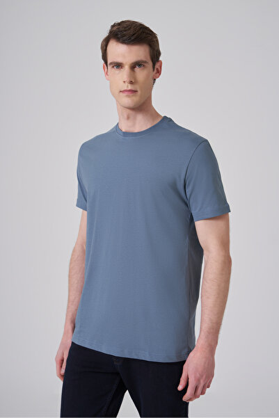 Morven Tricou din bumbac Indigo Basic Crew Neck Dynamic Fit pentru bărbați