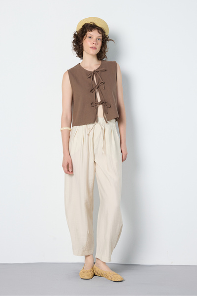 minaaise Women's Stone Premium Fabric Oversize Trousers 31085