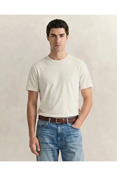 Gant Erkek Krem Bisiklet Yaka Regular Fit T-Shirt