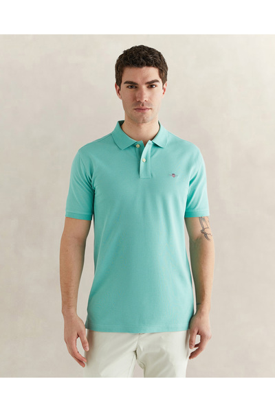 Gant Erkek Mavi Regular Fit Logolu Polo Yaka T-Shirt