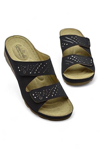 ISPARTALILAR 160161 Cv Full Orthopedic Sole Daily Women's Slippers Velcro Ana...