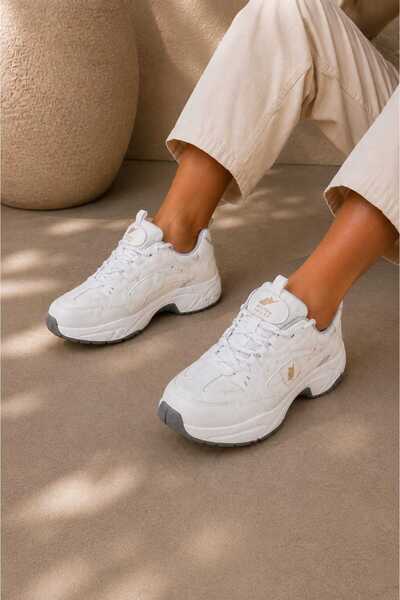 babiva Kadın Beyaz Kalın Taban Rahat Sneaker