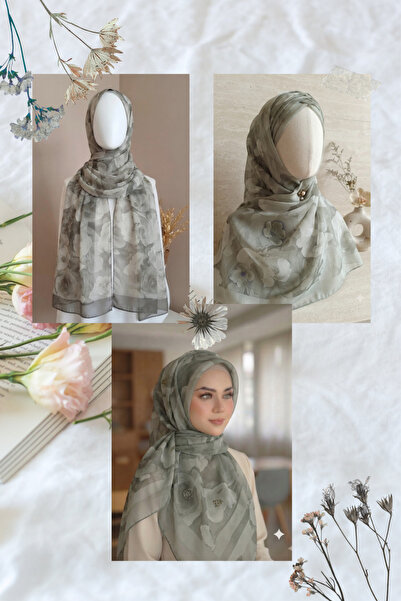 SK Scarfs Organik Pamuk Vual Çiçek Desen Şal