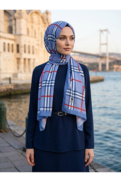 Vissona KREP EKOSE DESENLİ BEBE MAVİSİ RENKLİ 75X195 KIRIŞMAZ ŞAL