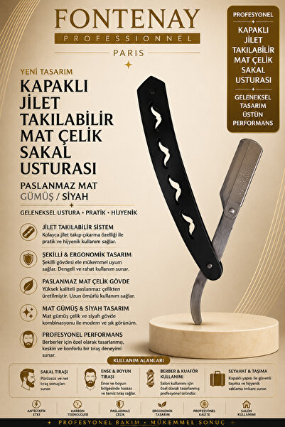 Fontenay Paris Razor pentru barbă din oțel mat, cu capac Fontenay - argintiu ...