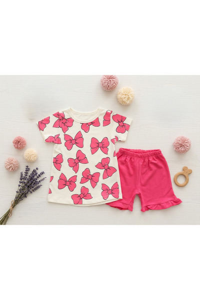 meyastore Girl's Suit with Ribbon Print