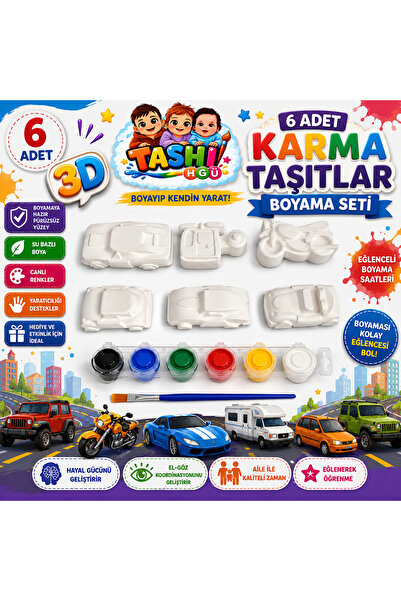 TASHI ART TASHI (3D) Taşıtlar Taş Tozu Boyama Seti- Çocuklar İçin Eğitici Akt...