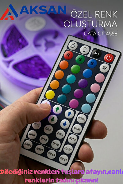 Cata CT-4558 5 Metre RGB Şerit Led Kumandalı Adaptörlü Tak Çalıştır Tam Set (...