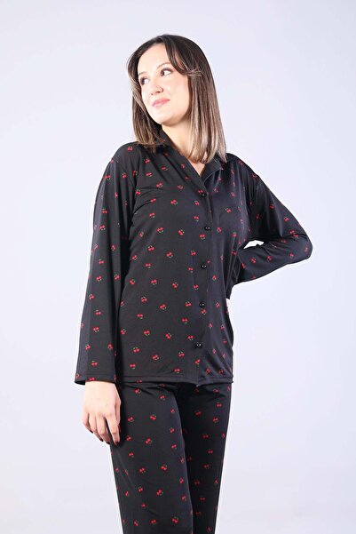 Mckanzie 3306 Milan Soft Shirt Collar Long Sleeve Long Bottom Pajama Set