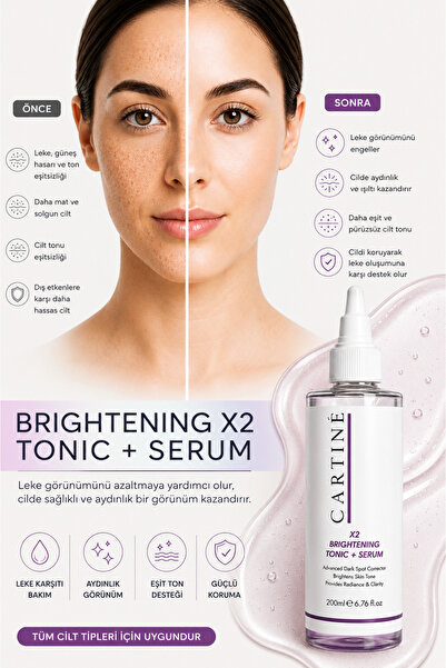 CARTİNE X2 Brıghtenıng Tonıc+Serum Beyazlatıcı Aydınlatıcı Leke Karşıtı Nemle...