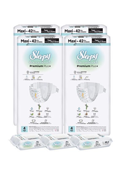 Sleepy 4x Scutece BIO PREMIUM Mărimea 4 Maxi 42 bucăți