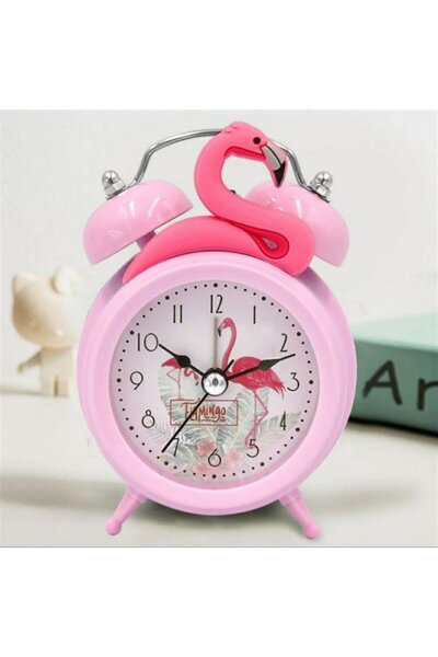 gifttime Flamingo Akar Saniyeli Çift Çanlı Çalar Saat Masa Saati