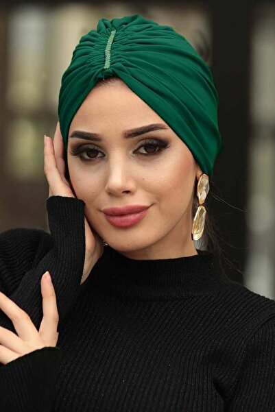 Neva Style Șapcă verde cu pietre 7526Y