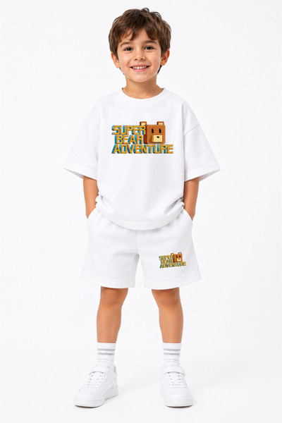 fasardi Super Bear Adventure Süper Ayı Baskılı Oversize %100 Pamuk Tişört Şor...