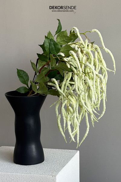 Dekorsende Yapay Amarantus (Amaranthus) Dal Yapraklı Beyaz 90 cm