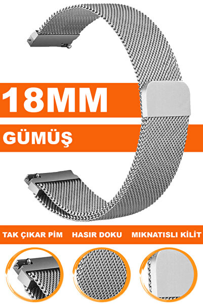 COBRA 18mm Fossil-welder-casio-seiko-omega-armani Uyumlu Mıknatıslı Hasır Met...