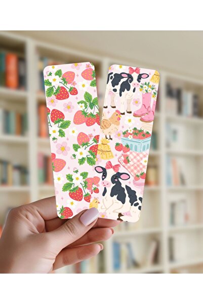 Flurina Studio Çift Taraflı Kitap Ayracı No:017 - Strawberry Farm