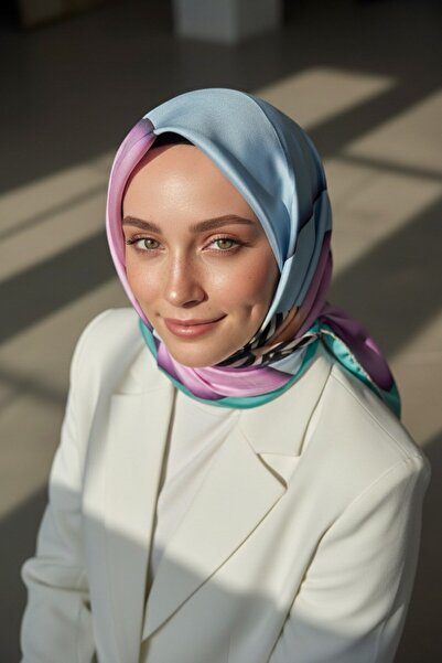 Vissona %100 Twill Renk Bloklu Çizgili Desenli Pudra - Bebe Mavisi Renkli 90x...