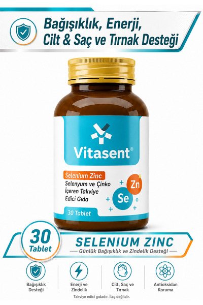 VİTASENT Selenium Zinc 30 Tablet – Selenyum ve Çinko ile Bağışıklık, Enerji, ...