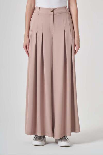 FTZ WOMEN Women's Front Pleated Shalwar Trousers Beige 31361