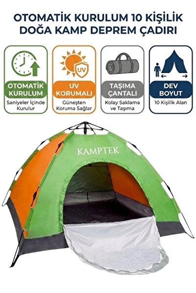 kamptek kamp teknolojisi Aile Boyu 10 Kişilik Otomatik Kamp Çadırı - 300x300x...
