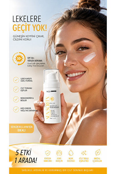 NQX PULL PROFESSIONAL Güneş Kremi Spf 50 Faktör Leke Karşıtı, Yüksek Koruma, Tüm Ciltler Için Suya Dayanıklı 100 ml
