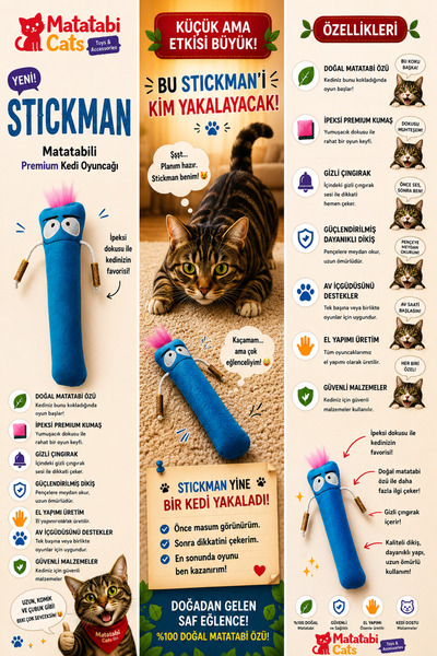 MATATABİ CATS لعبة ستيك مان للقطط مع خشخيشات وأكمام ماتيبي ومحتوى ماتيبي