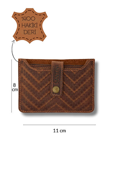 Santini Collection Card Holder Men's Genuine Leather Wallet with Pattern Prin...