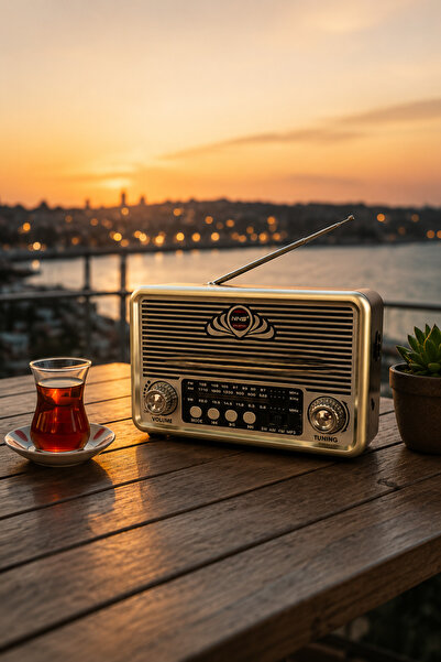 Zineets Nostaljik Radyo Fm Ahşap Görünümlü Bluetooth Hoparlör Ahşap Renk Vint...