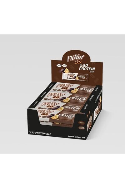 FitNut Şekersiz Çikolatalı Fıstıklı Protein Bar -12 Adet x 40 gr Çikolatalı-%30 Protein