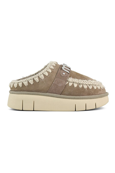 Mou With Logo Genuine Leather Soft Furry Stitching Detail Thick Sole Eskimo S...