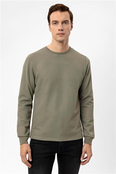 SÜVARİ Haki Slim Bisiklet Yaka Sweatshirt