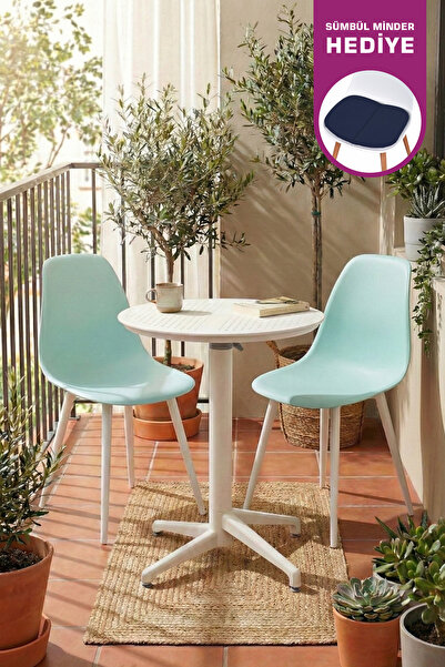 VİLİNZE Tilia Plastik Bahçe Balkon Bistro Seti Katlanır Masa 60*60 cm