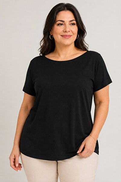 Gülmina Moda Women's Viscose Boat Neck Short Sleeve Blouse