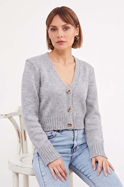 Fulla Moda Buttoned V-Neck Knitwear Cardigan