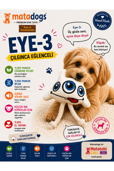 MATATABİ CATS Matatabi Dogs Eye-3 Peluş Sesli Köpek Oyuncağı