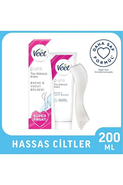 Veet Pure Tüy Dökücü Krem Bacak ve Vücut Bölgesi Hassas Ciltler 200 ml